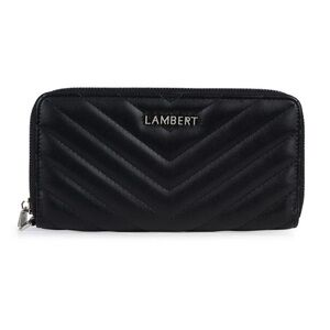 Black Lambert Quilted Wallet with detachable wrist strap